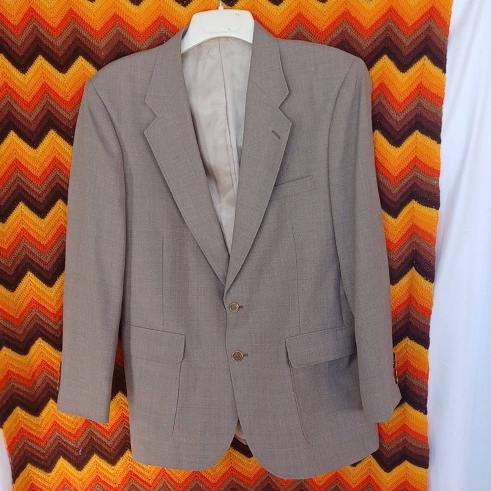 Barrinton Men's Sports Coat Blazer Tweed 100% Silk Two Button Gray Size 42 R